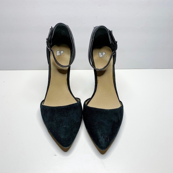 BP. Heels Women 7.5M Black Suede Pointed Toe Leath - Picture 1 of 8